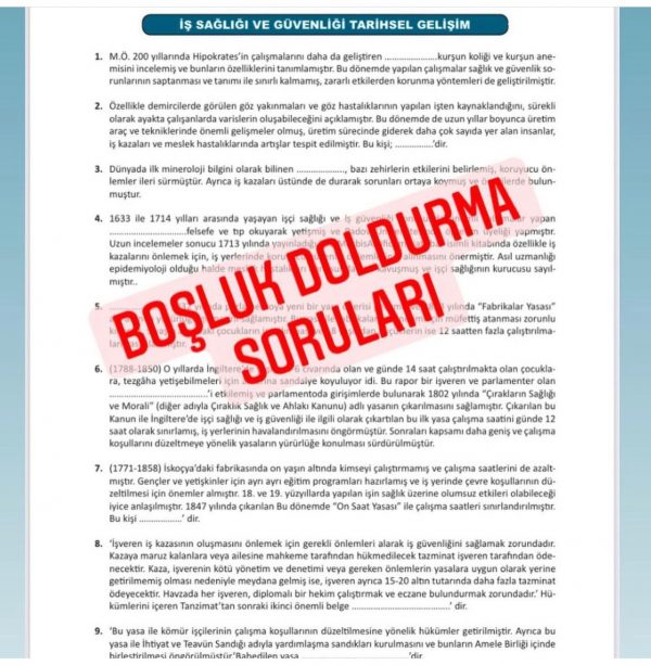 İSG ÇALIŞMA KİTABI SORU BANKASI (boşluk doldurma,quiz, öğretici sorular,2024 basım) - Görsel 6